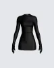Pam Black Mini Dress & Gloves sold by Finesse