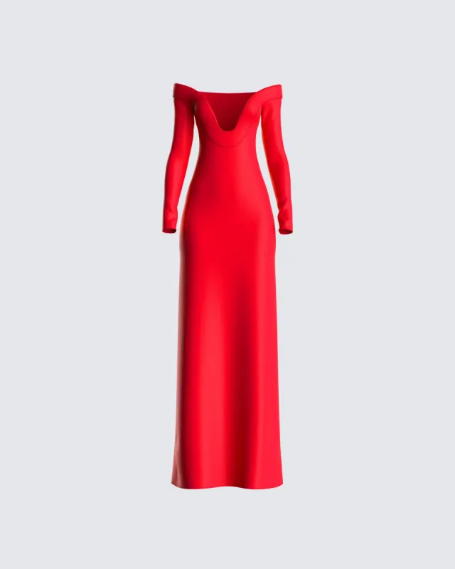 Brooke Red Maxi Dress sold by Finesse