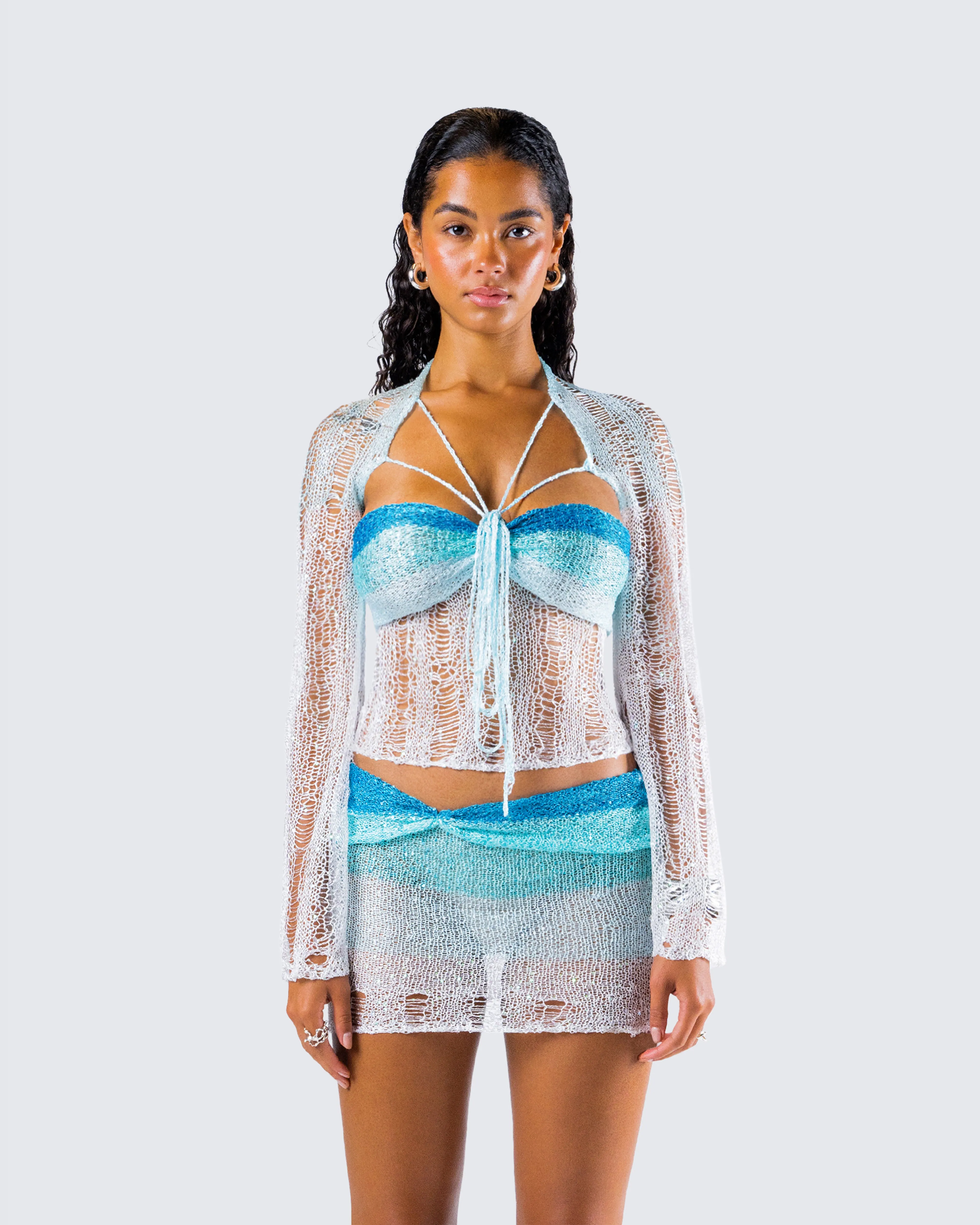 Vanessa Turquoise Sequin Knit Top sold by Finesse product image thumbnail 4