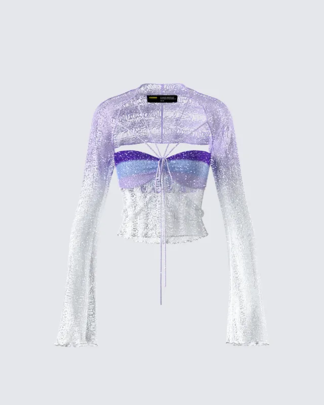 Vanessa Purple Sequin Knit Top sold by Finesse