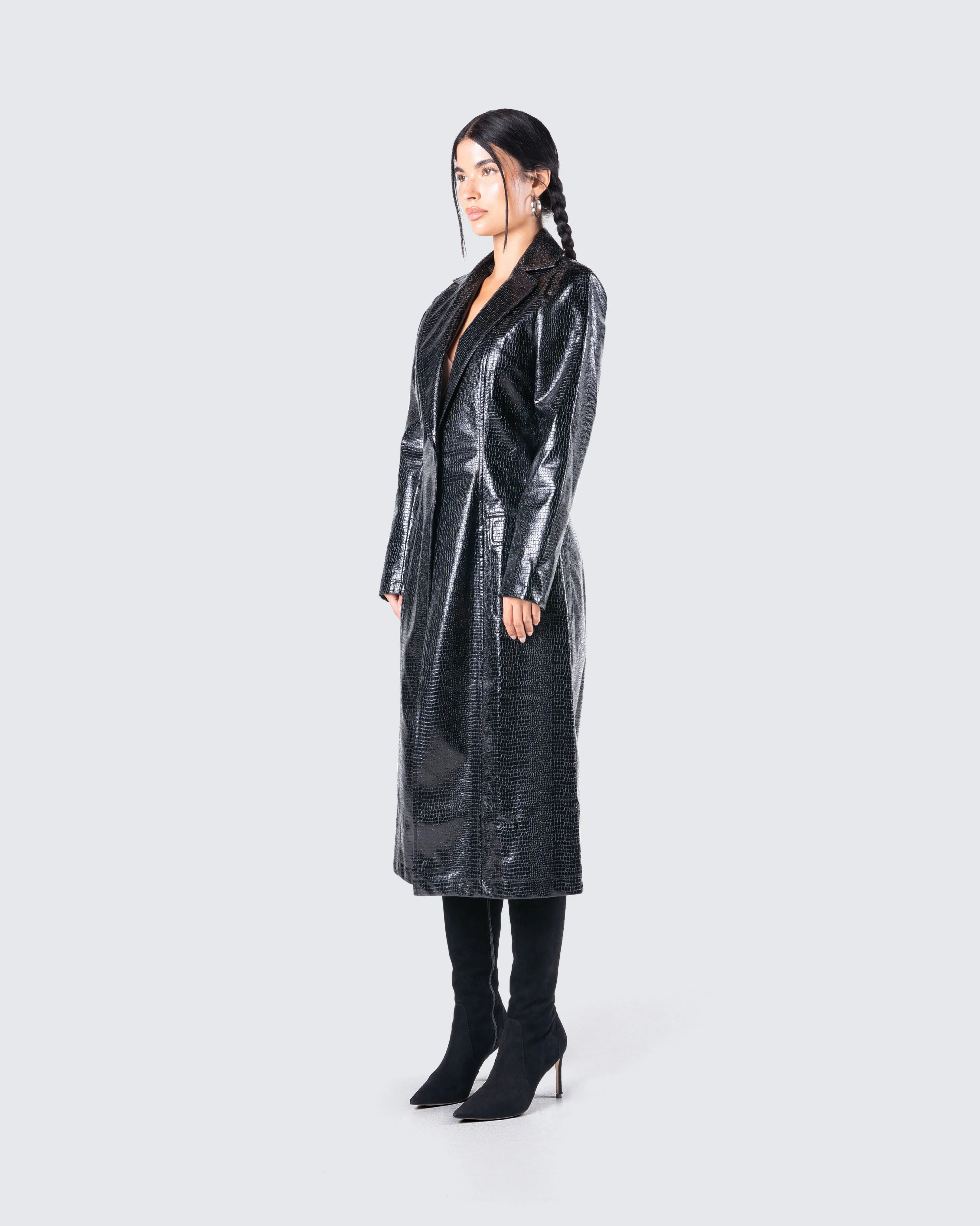 Claudia Vegan Croc Leather Coat sold by Finesse product image thumbnail 5