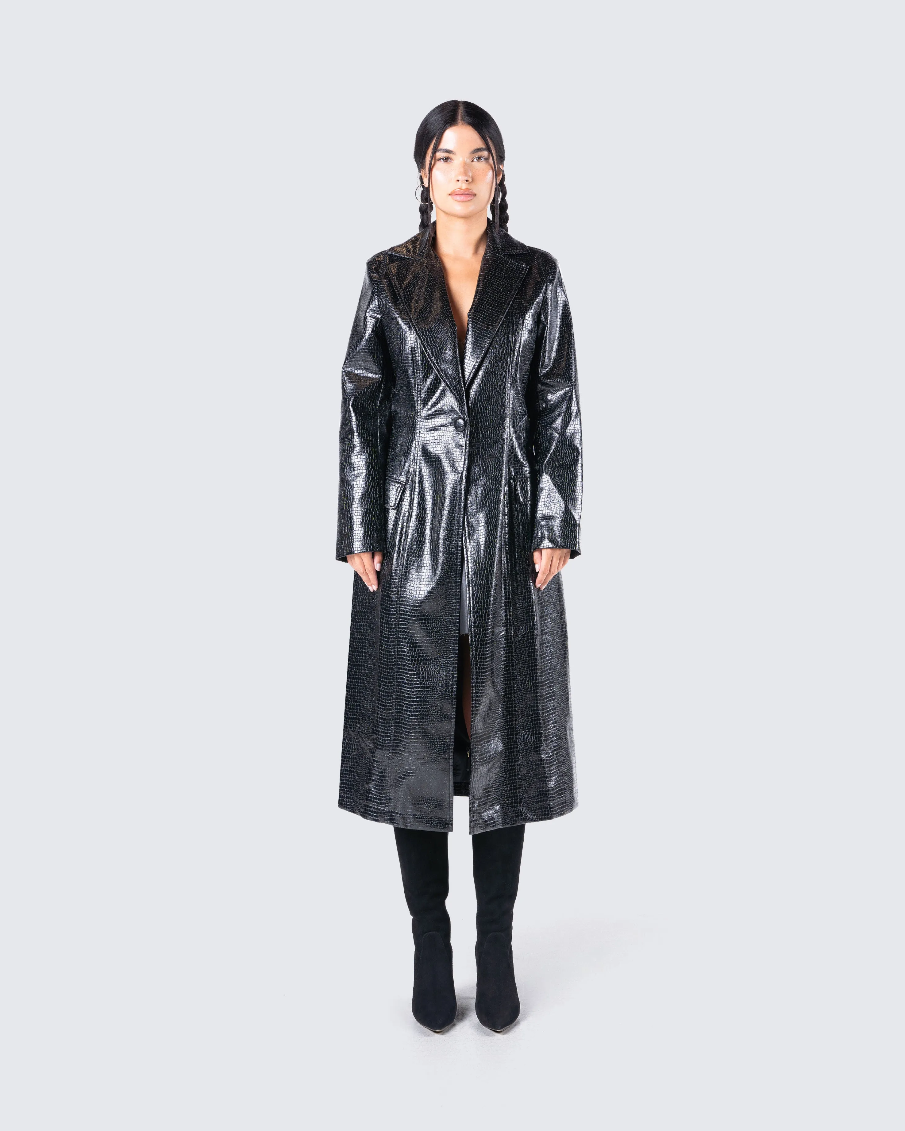 Claudia Vegan Croc Leather Coat sold by Finesse product image thumbnail 4