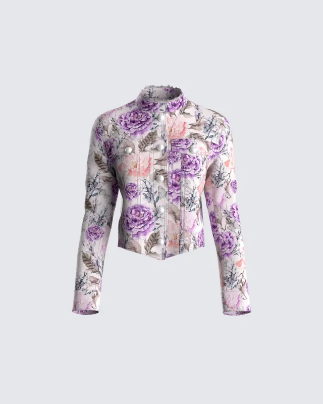 Leonardo Floral Print Twill Jacket sold by Finesse
