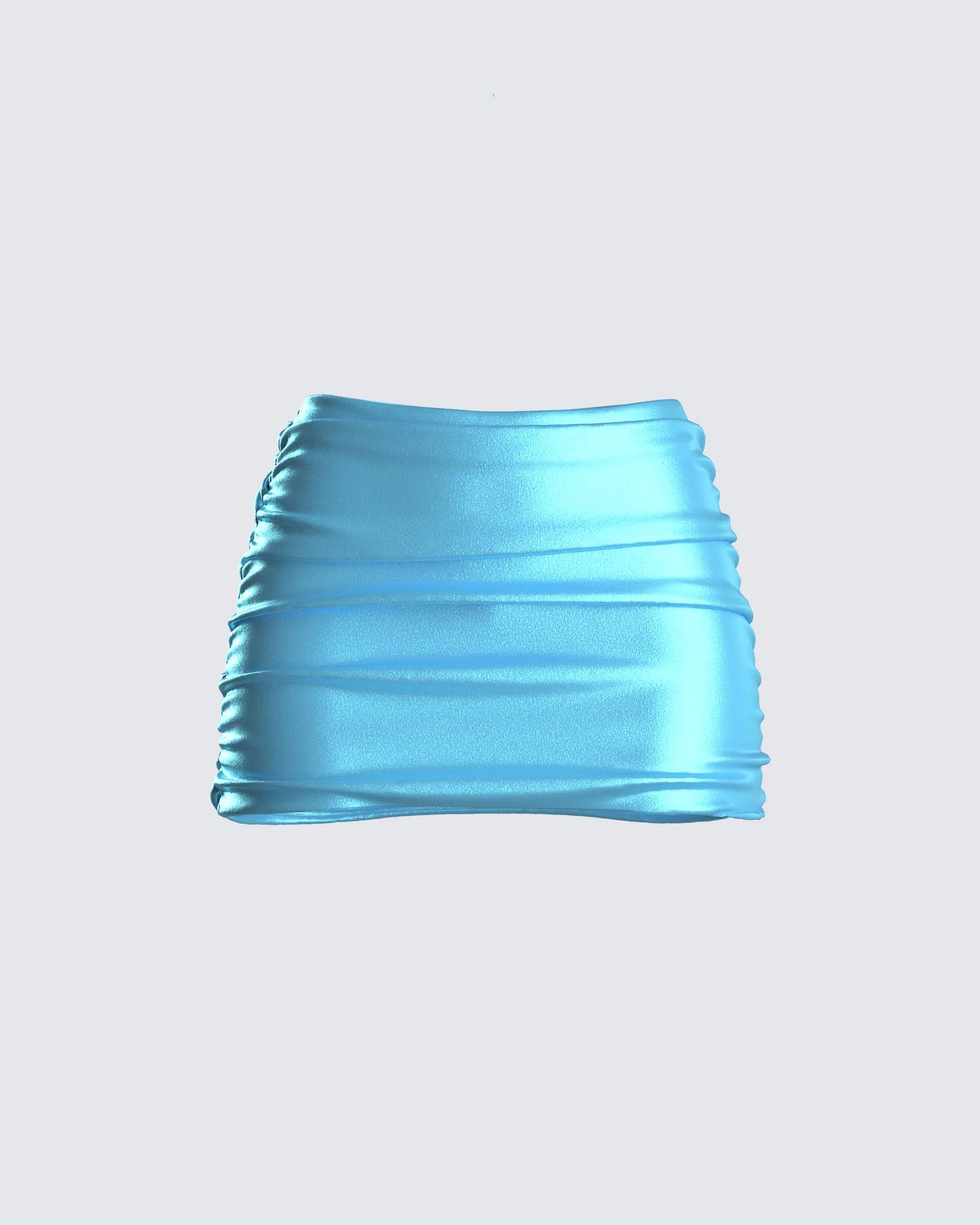 River Blue Satin Mini Skirt sold by Finesse