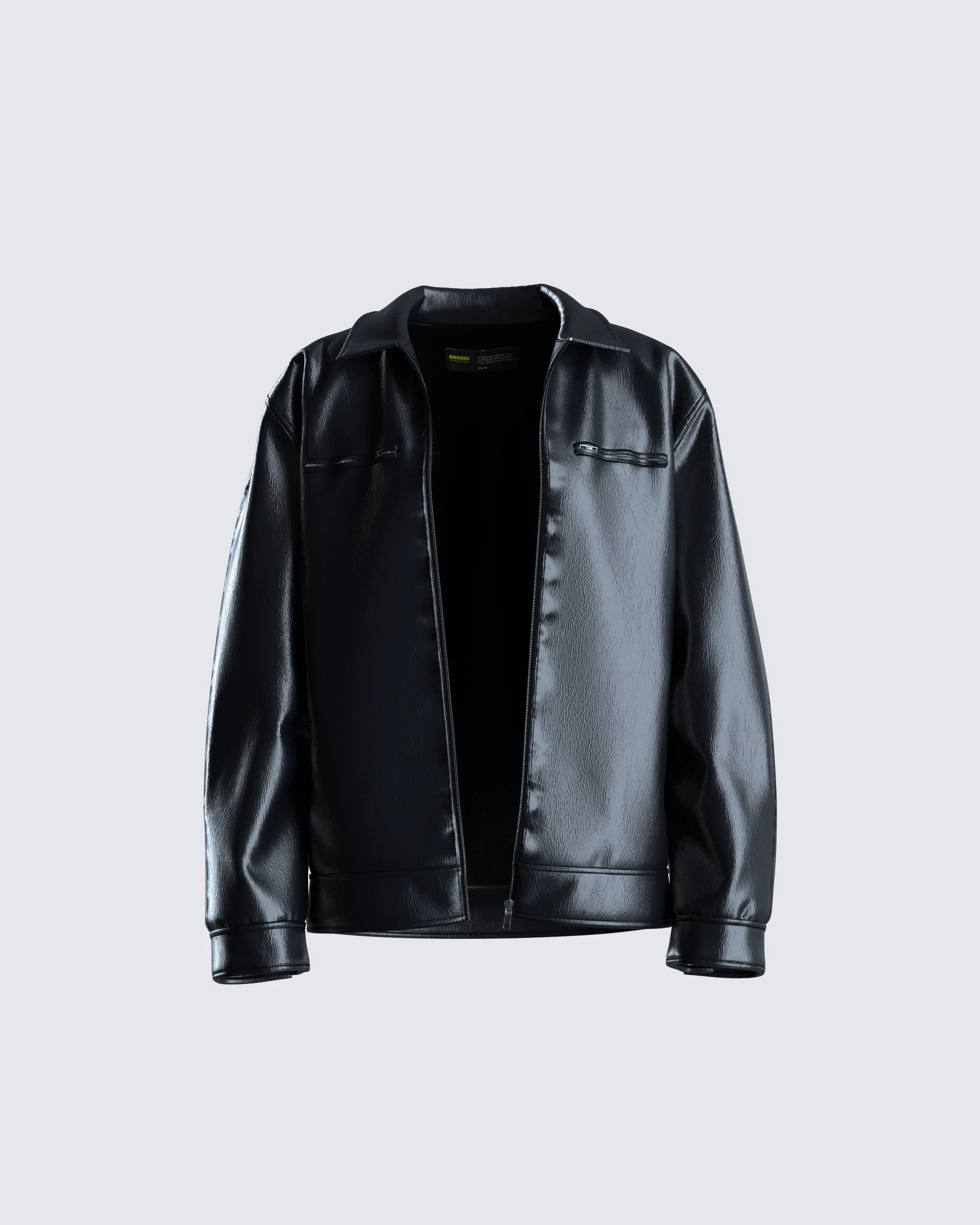 Dove Black Faux Leather Jacket sold by Finesse