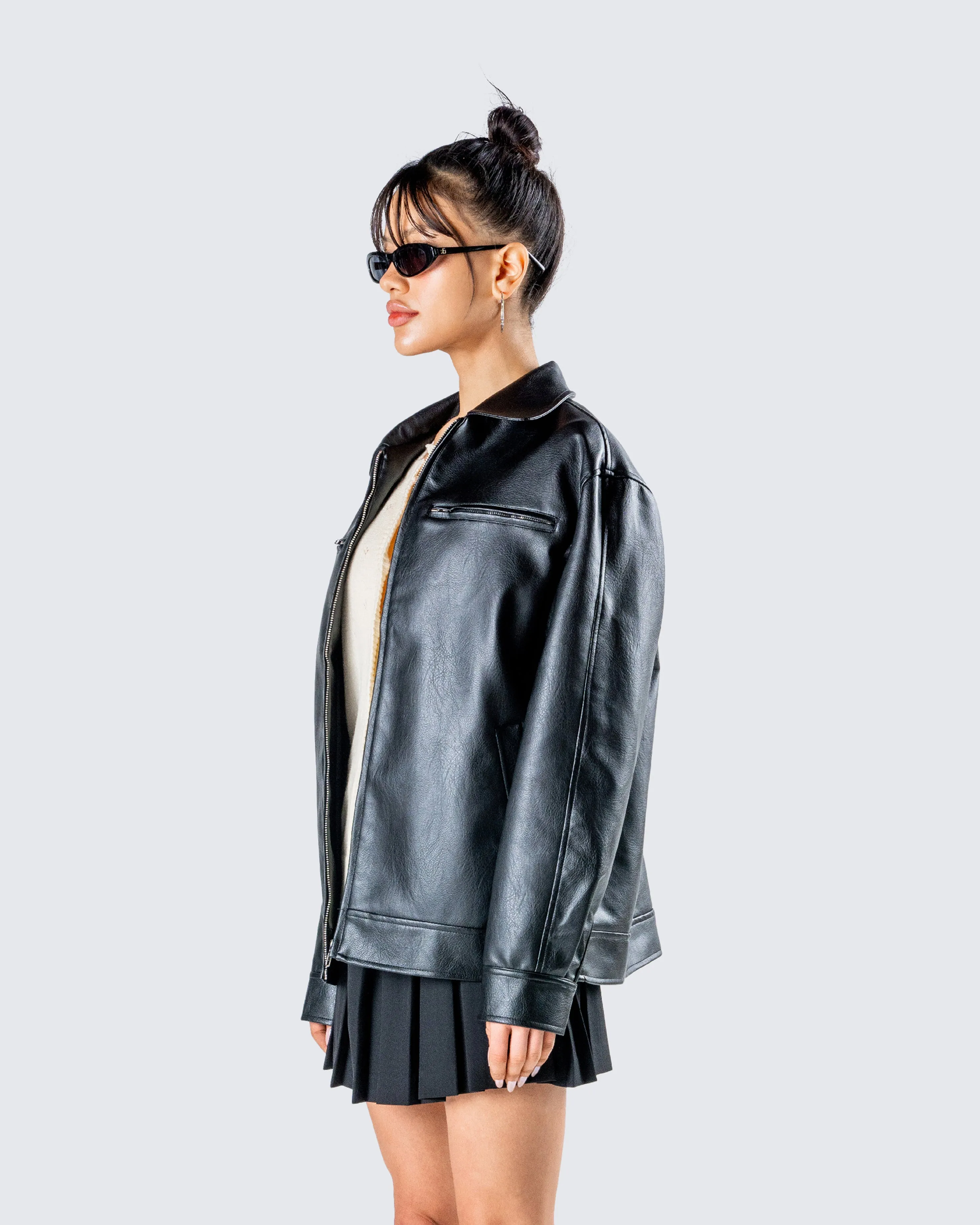 Dove Black Faux Leather Jacket sold by Finesse product image thumbnail 5