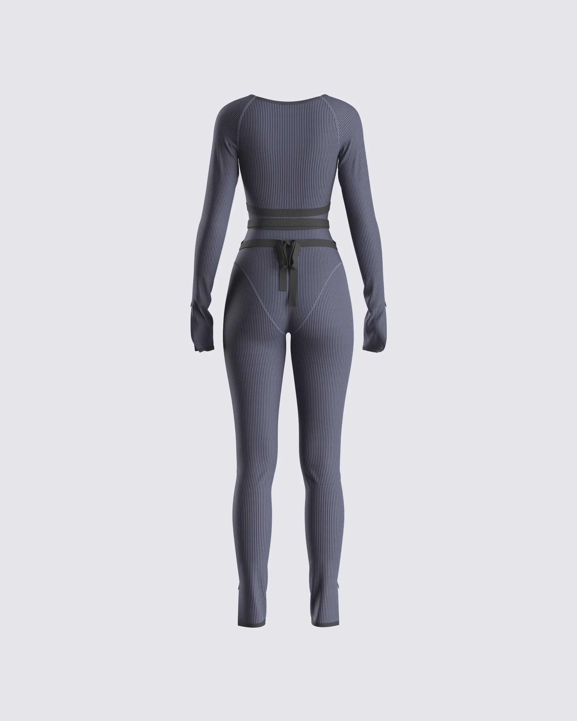 Vilma Grey Rib Zip Jumpsuit sold by Finesse product image thumbnail 3