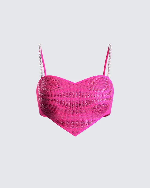 Sanya Pink Heart Crop Top sold by Finesse