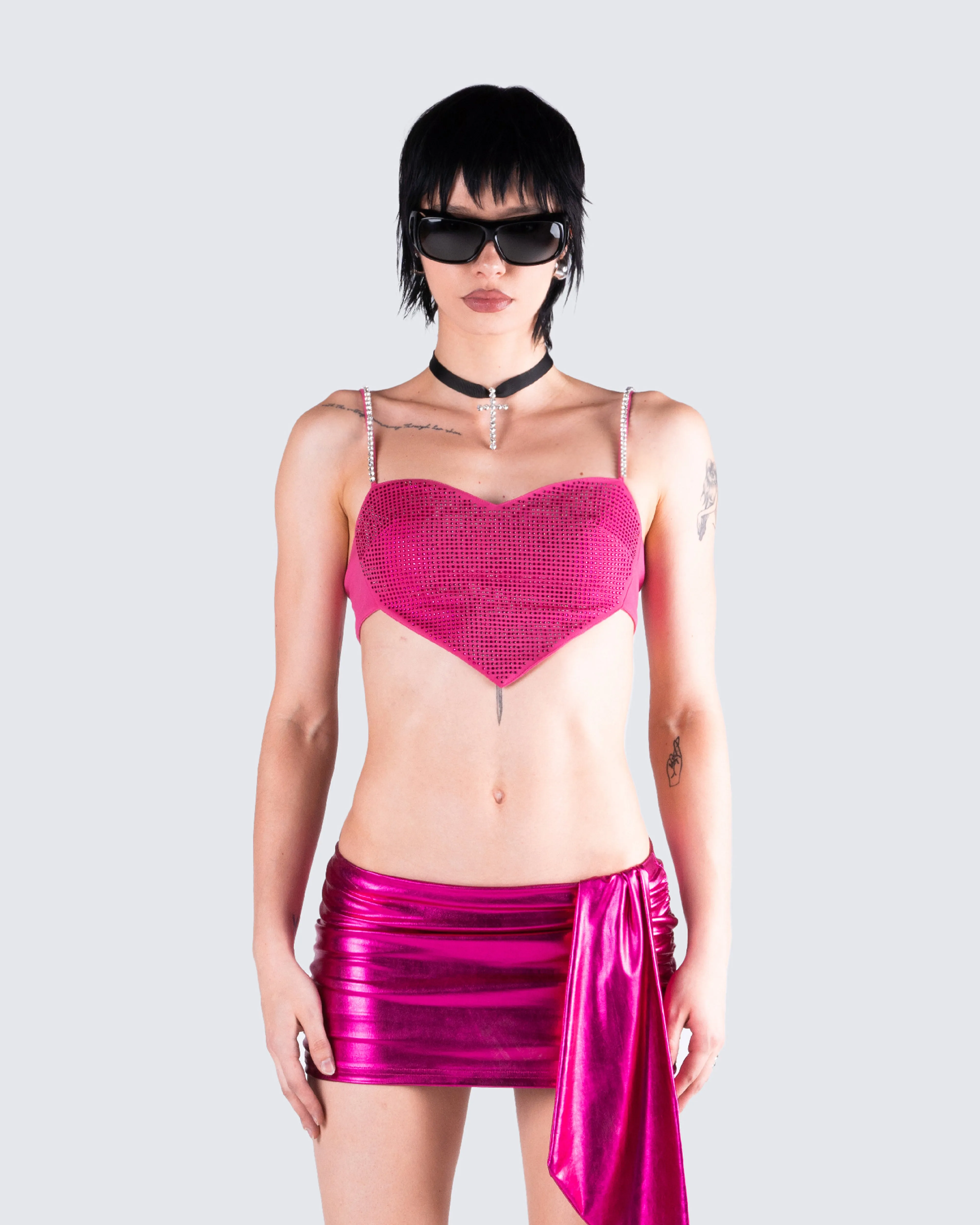 Sanya Pink Heart Crop Top sold by Finesse product image thumbnail 4