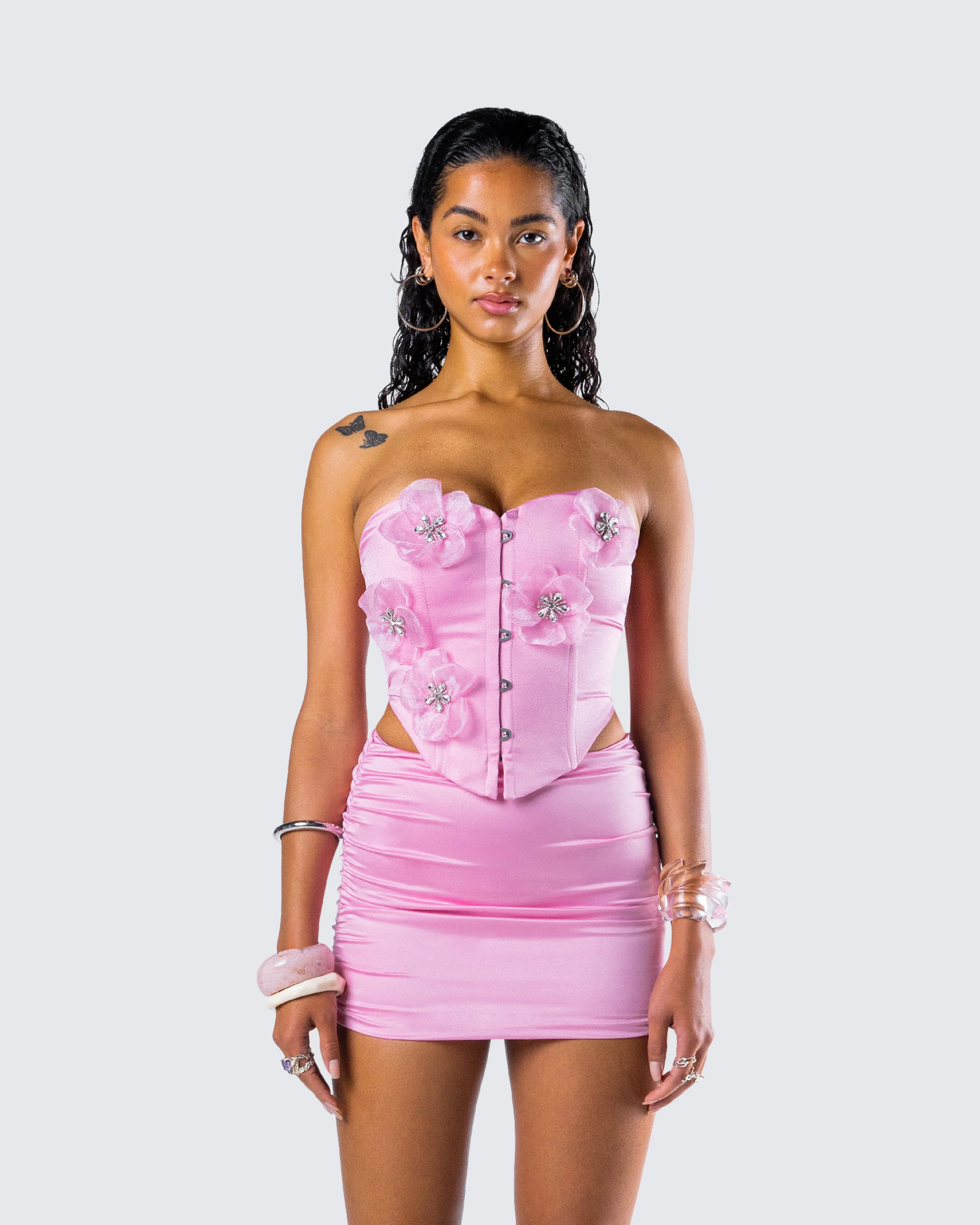 Rivi Pink Flower Corset Top sold by Finesse product image thumbnail 4