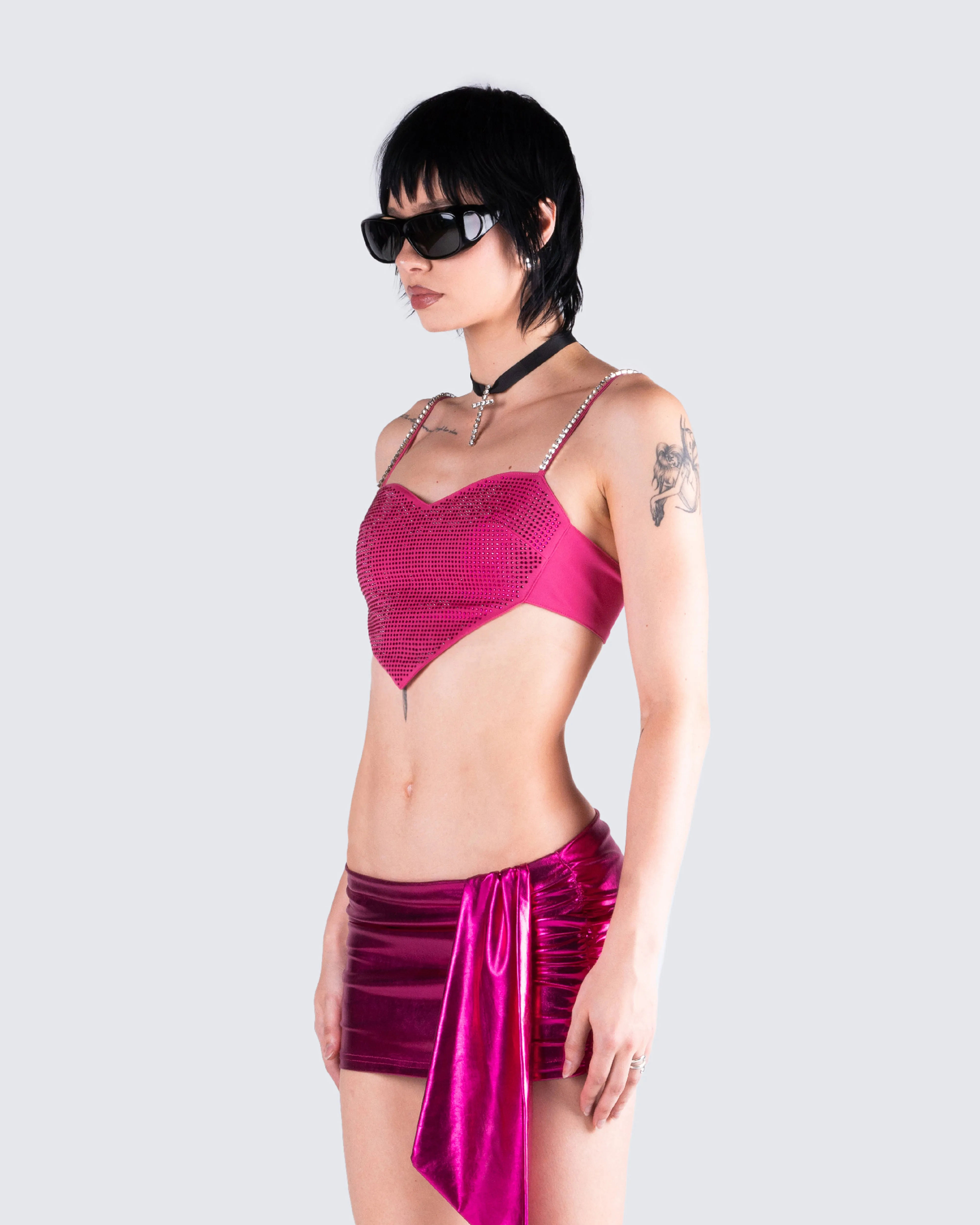 Sanya Pink Heart Crop Top sold by Finesse product image thumbnail 5