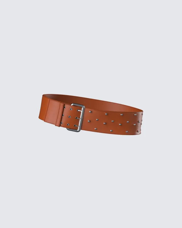 Myka Brown Studded Belt sold by Finesse