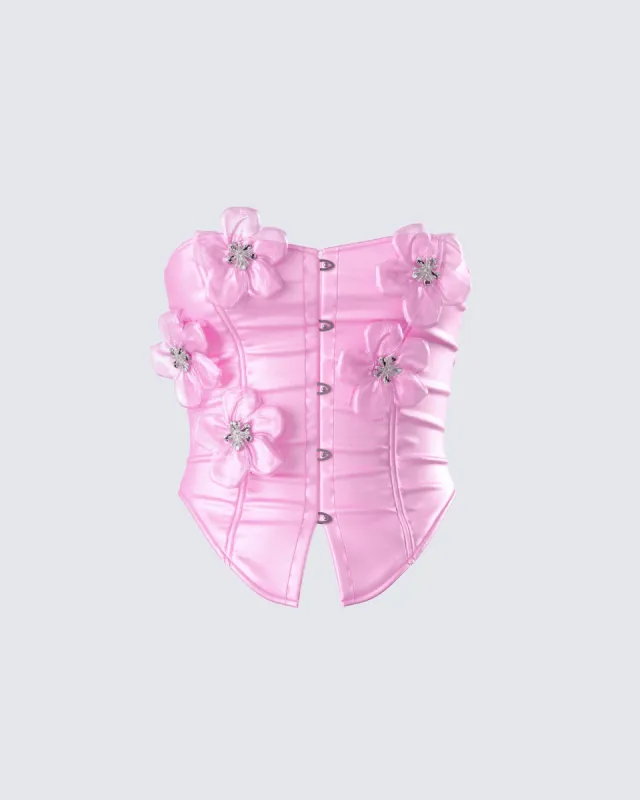 Rivi Pink Flower Corset Top sold by Finesse