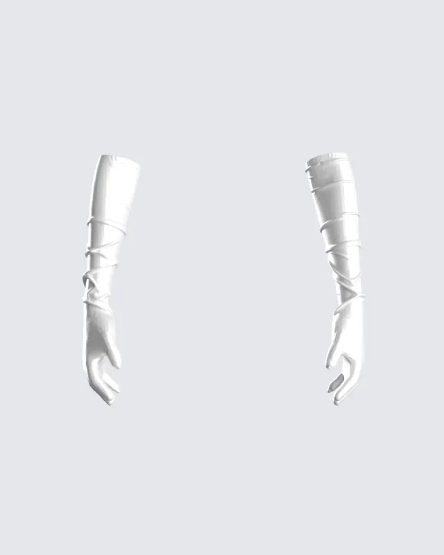 Connie White Satin Gloves sold by Finesse