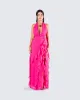 Nandi Hot Pink Ruffle Maxi Dress sold by Finesse