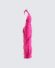 Nandi Hot Pink Ruffle Maxi Dress sold by Finesse