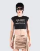 Naja Black Sagittarius Graphic Top sold by Finesse