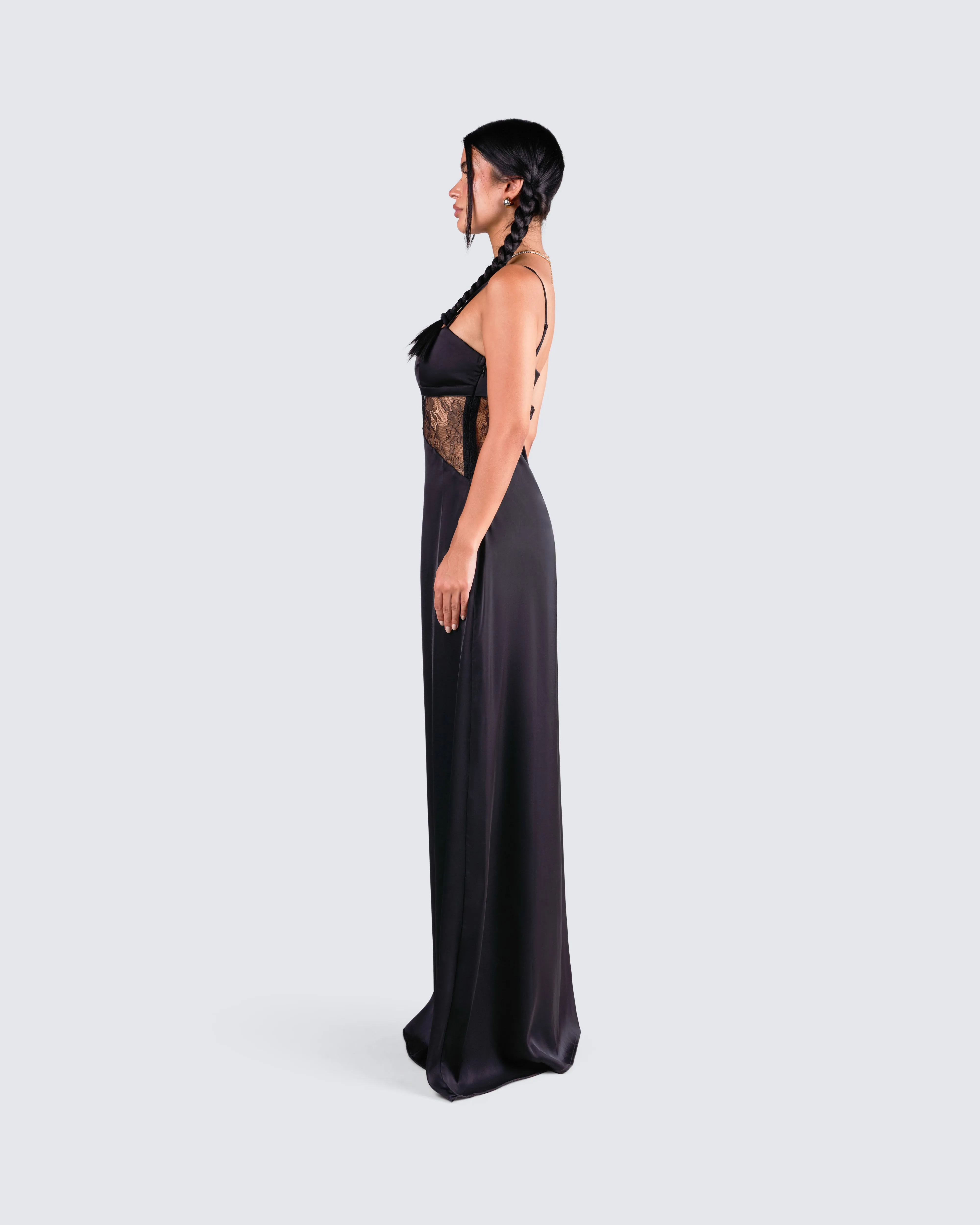 Mei Black Lace Insert Maxi Dress sold by Finesse product image thumbnail 5