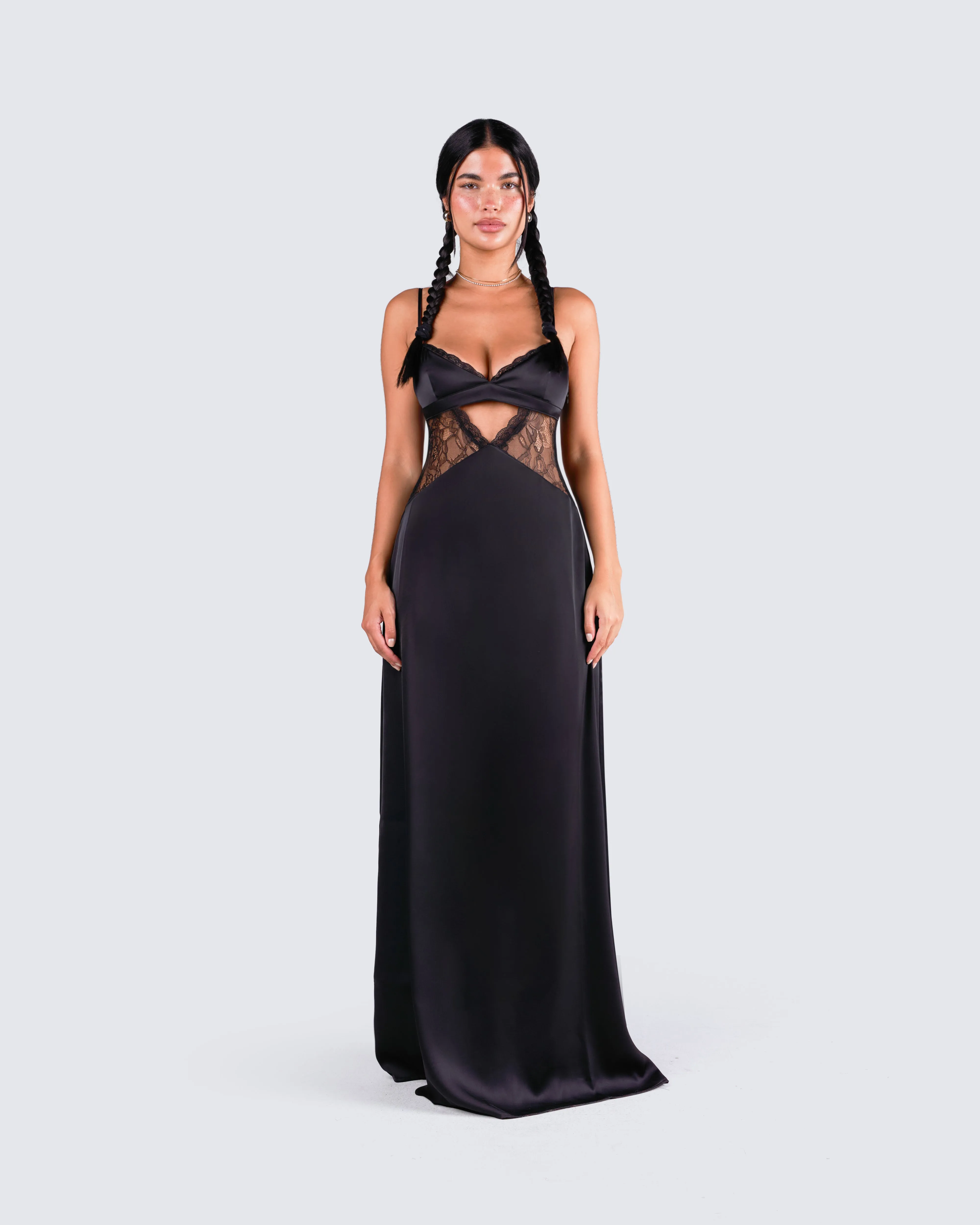 Mei Black Lace Insert Maxi Dress sold by Finesse product image thumbnail 4