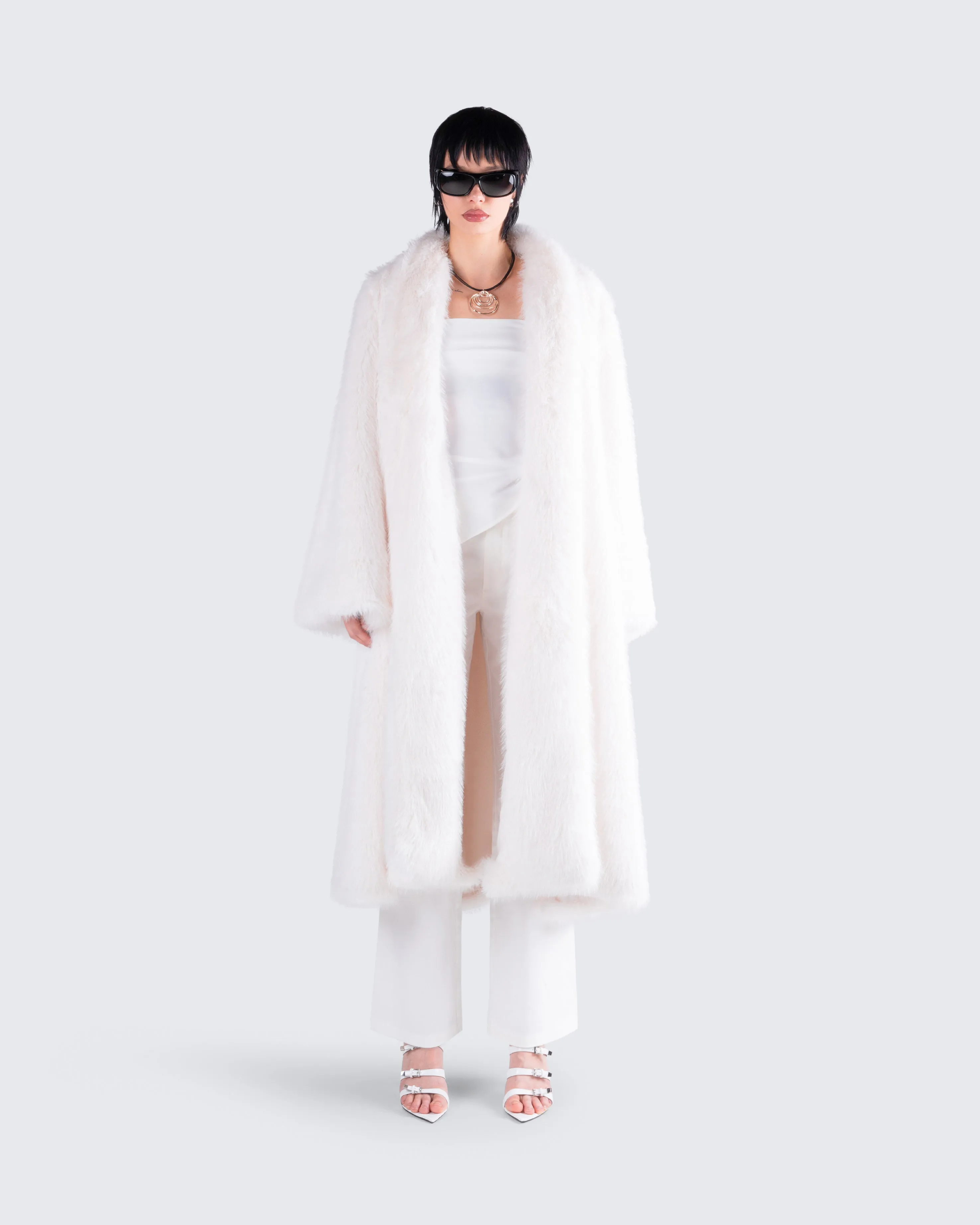 Noel Ivory Midi Vegan Fur Coat sold by Finesse product image thumbnail 4