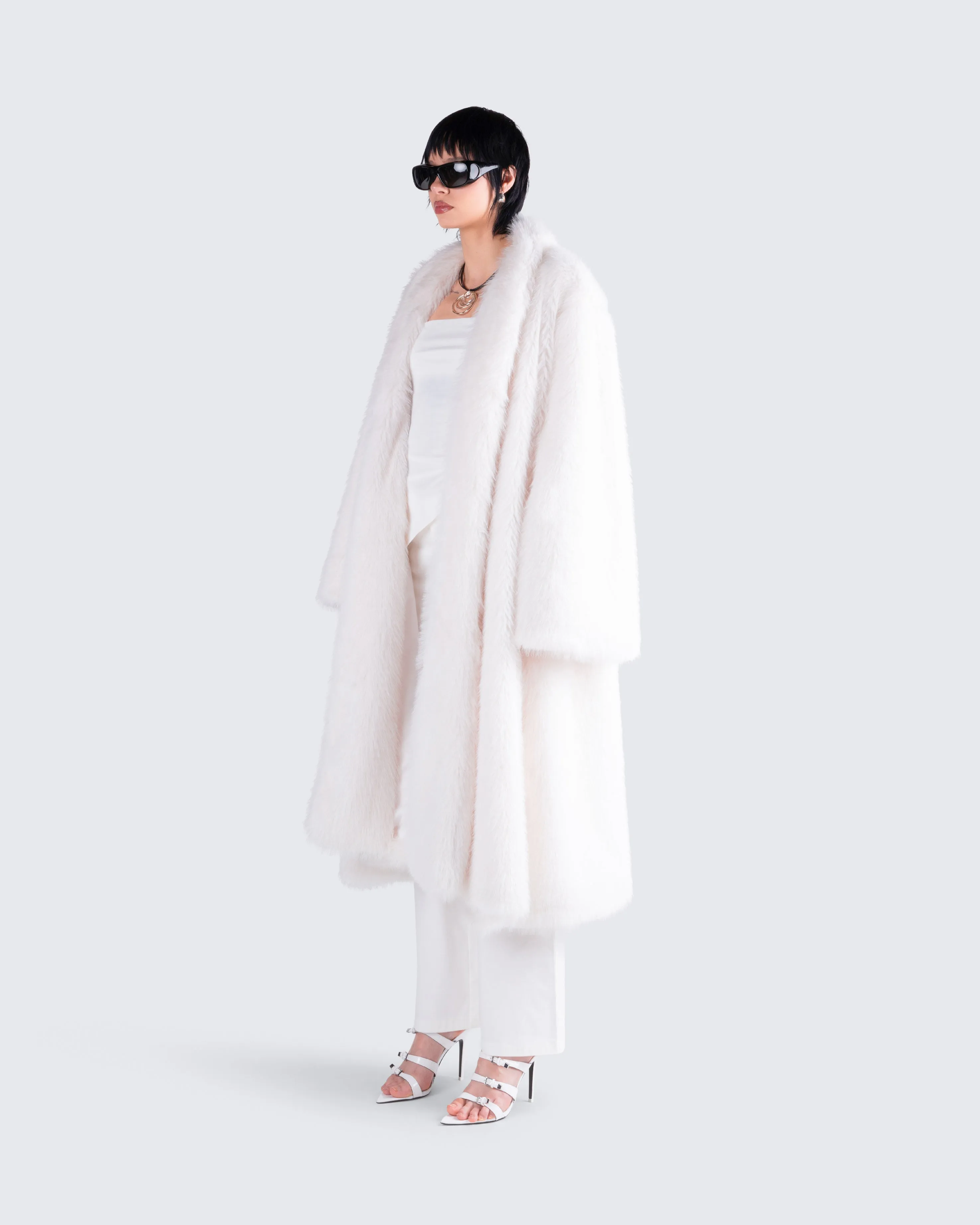 Noel Ivory Midi Vegan Fur Coat sold by Finesse product image thumbnail 5