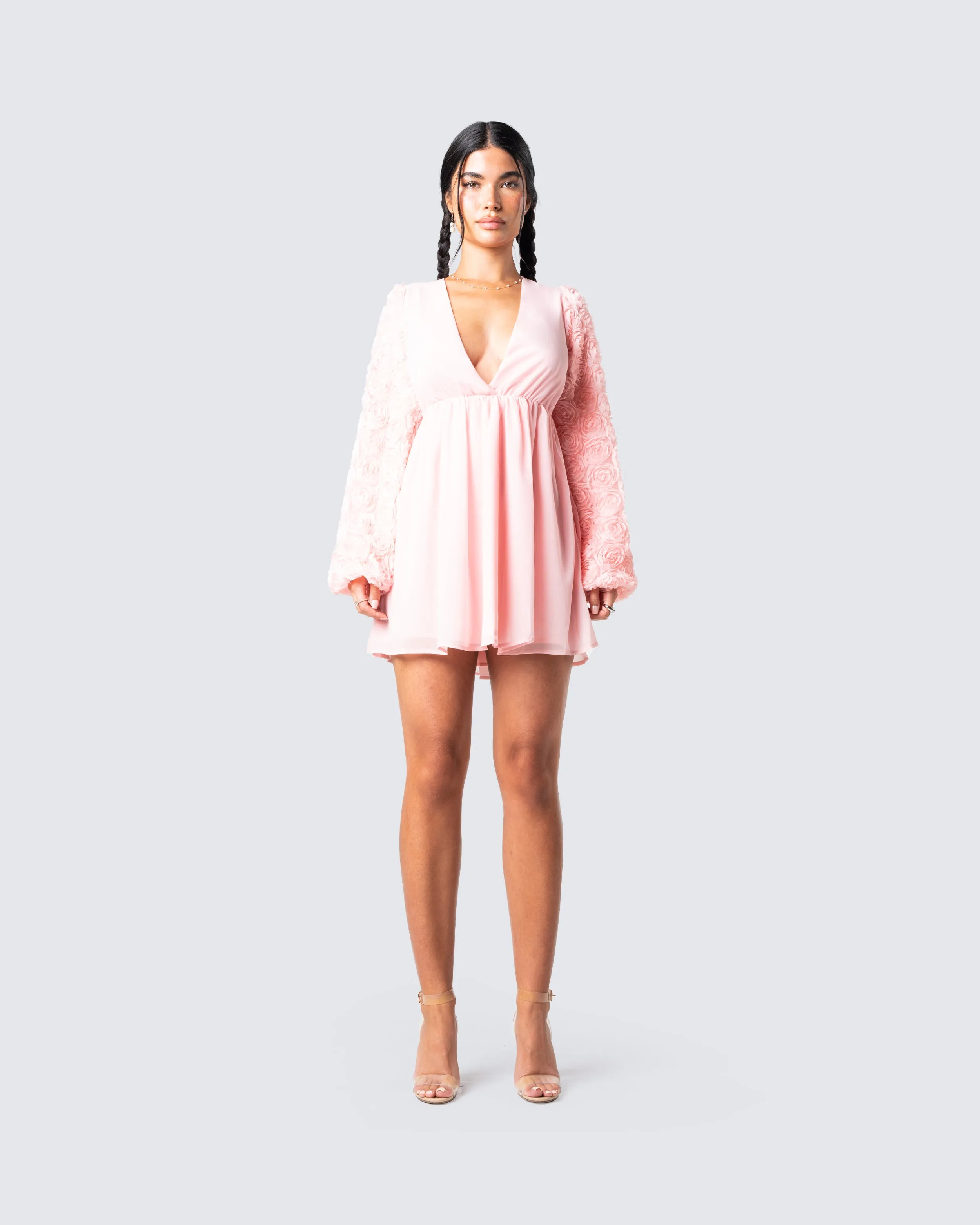 Elvia Pink Pleated Flower Dress sold by Finesse product image thumbnail 4