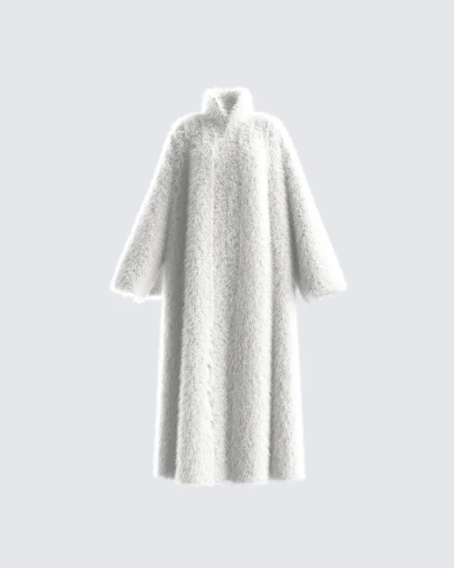 Noel Ivory Midi Vegan Fur Coat sold by Finesse