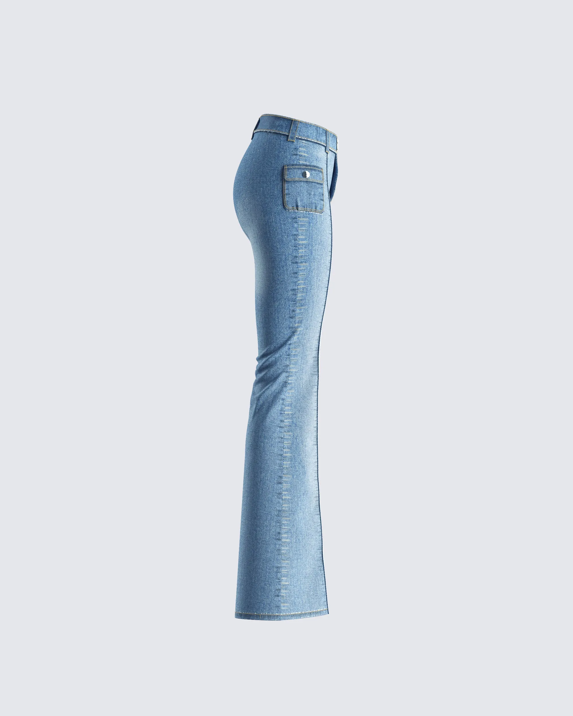 Zori Blue Flare Leg Denim Pant sold by Finesse product image thumbnail 2