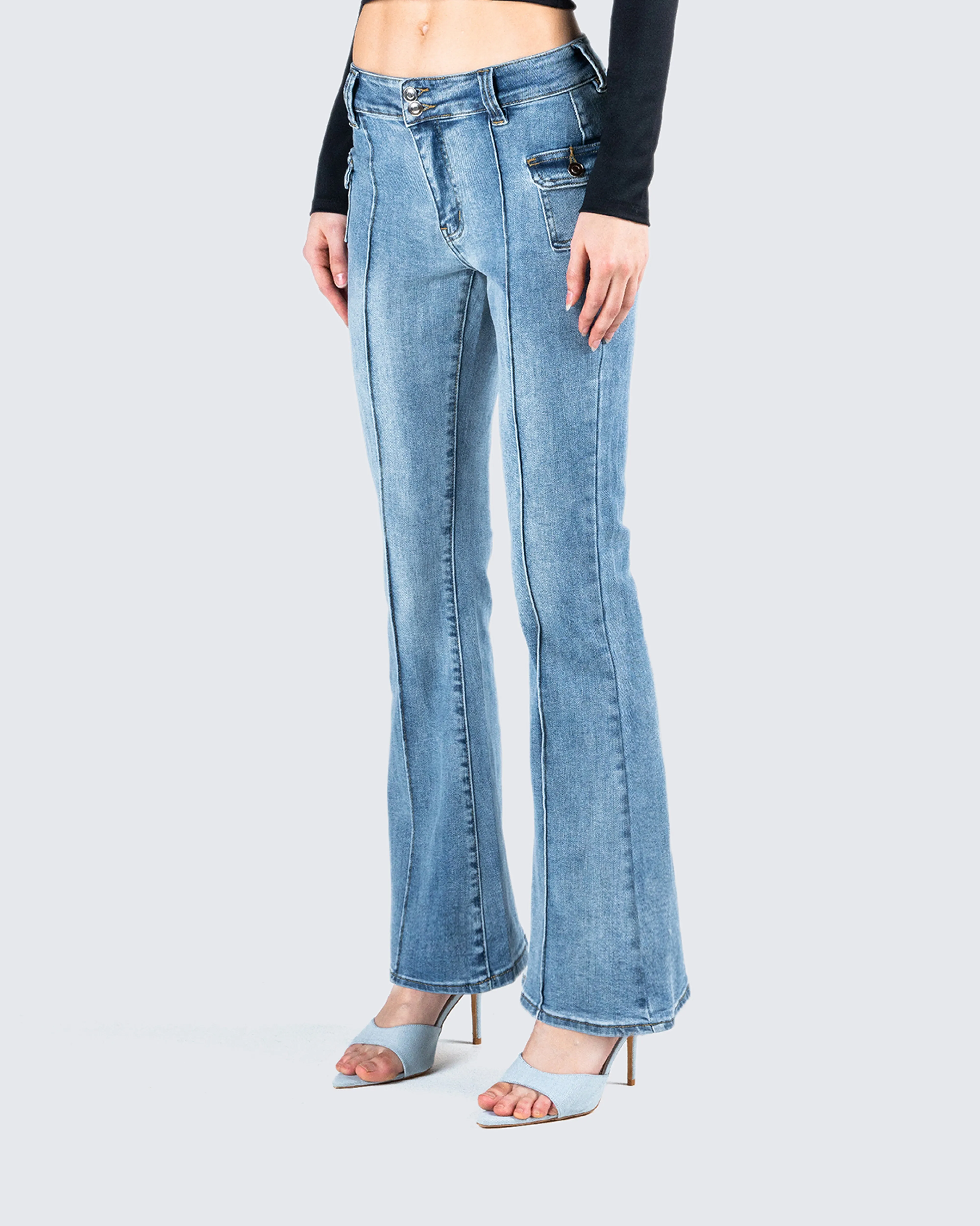 Zori Blue Flare Leg Denim Pant sold by Finesse product image thumbnail 5
