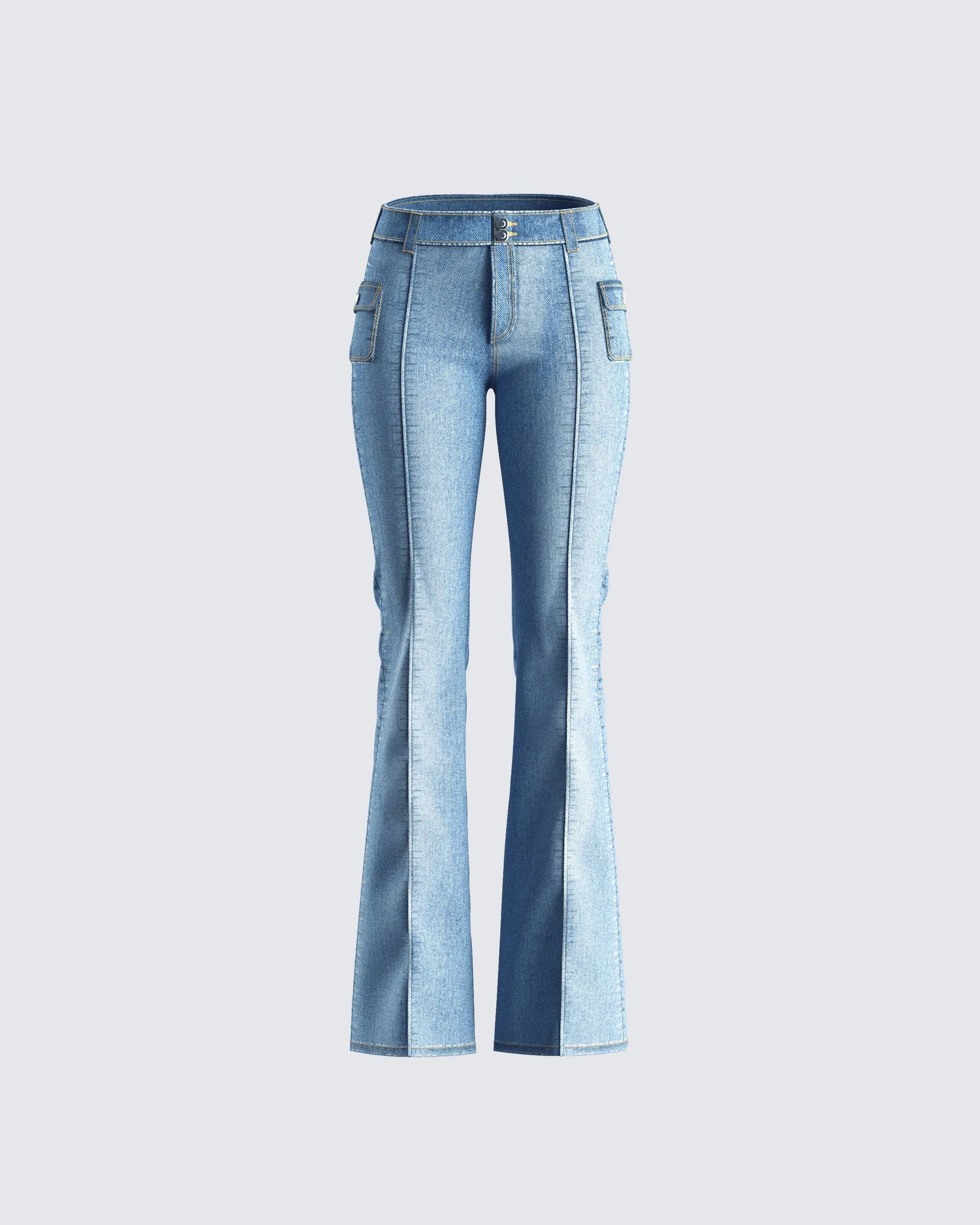 Zori Blue Flare Leg Denim Pant sold by Finesse