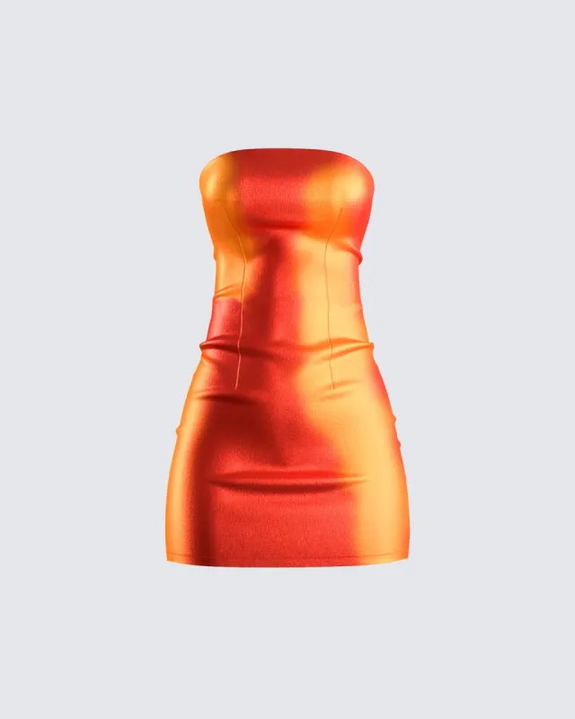 Ainsley Orange Metallic Mini Dress sold by Finesse