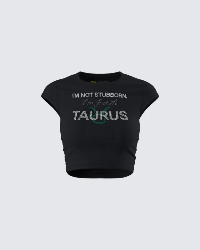 Amity Black Taurus Graphic Top sold by Finesse