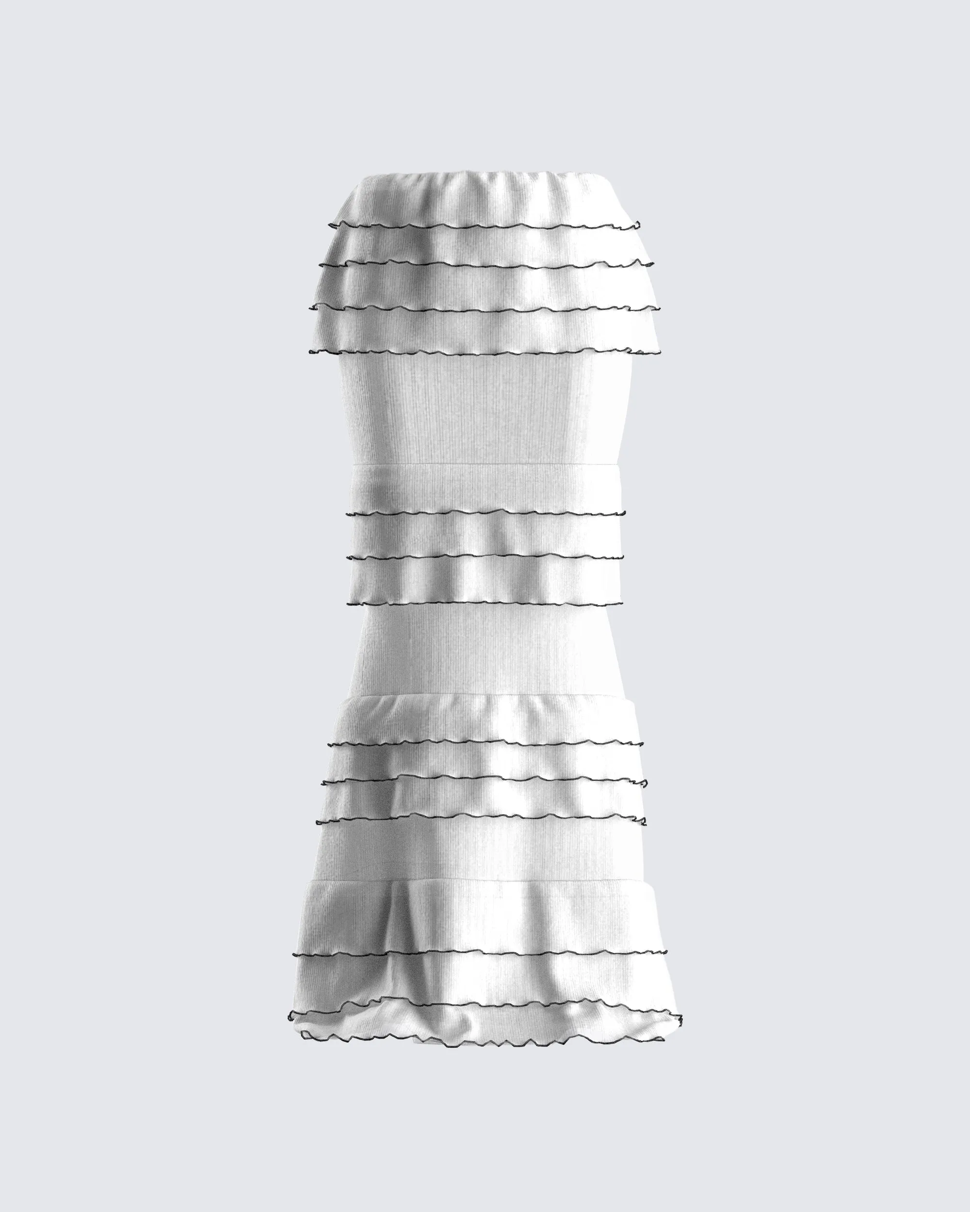 Toman White Tiered Maxi Skirt sold by Finesse