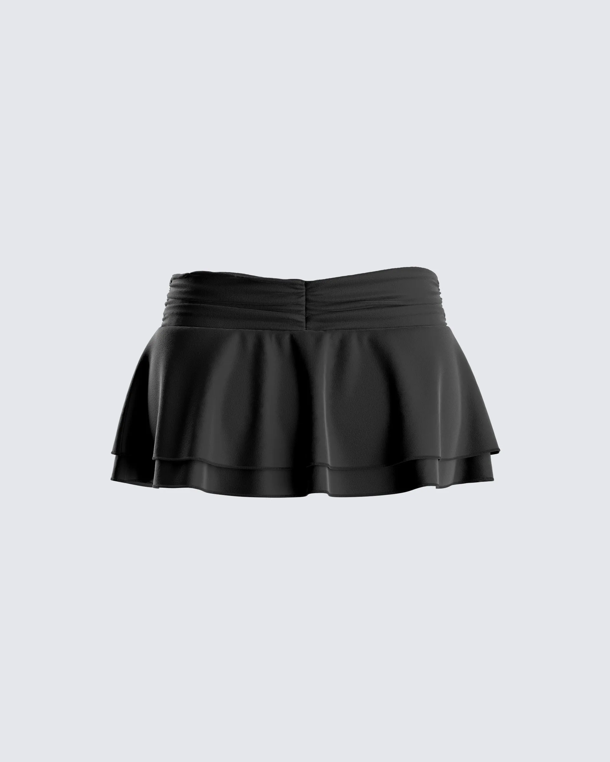 Freya Black Shirred Mini Skirt sold by Finesse