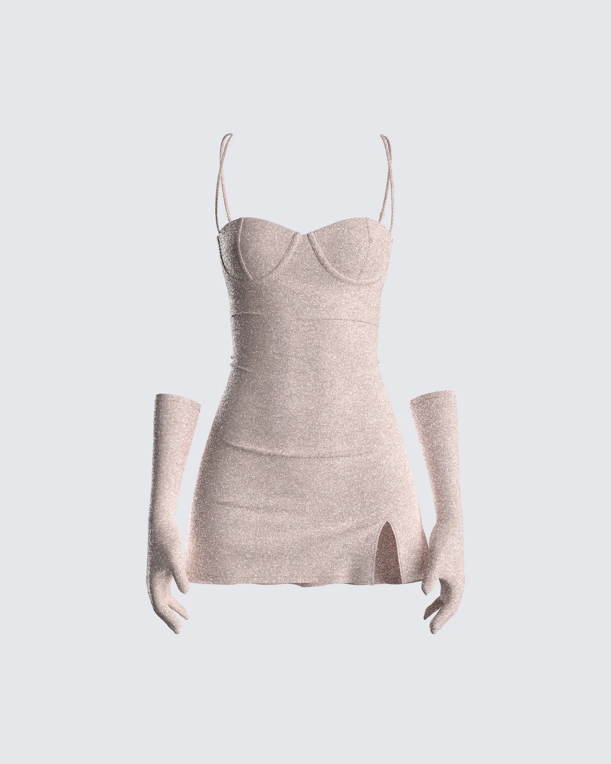 Jone Shimmer Mini Dress & Gloves sold by Finesse