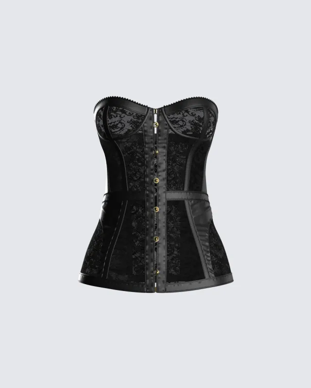 Alexis Black Lace Corset Top sold by Finesse