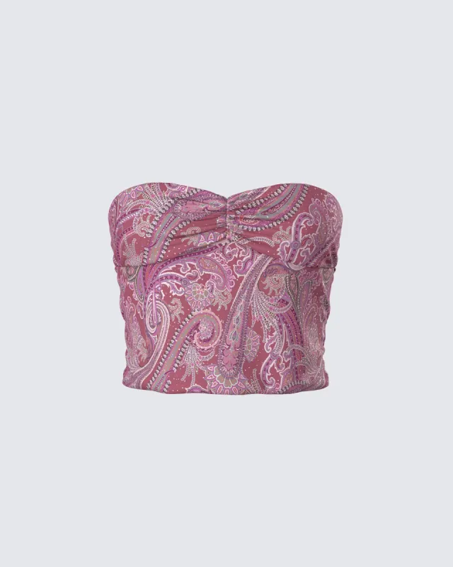 Adley Paisley Mesh Tube Top sold by Finesse
