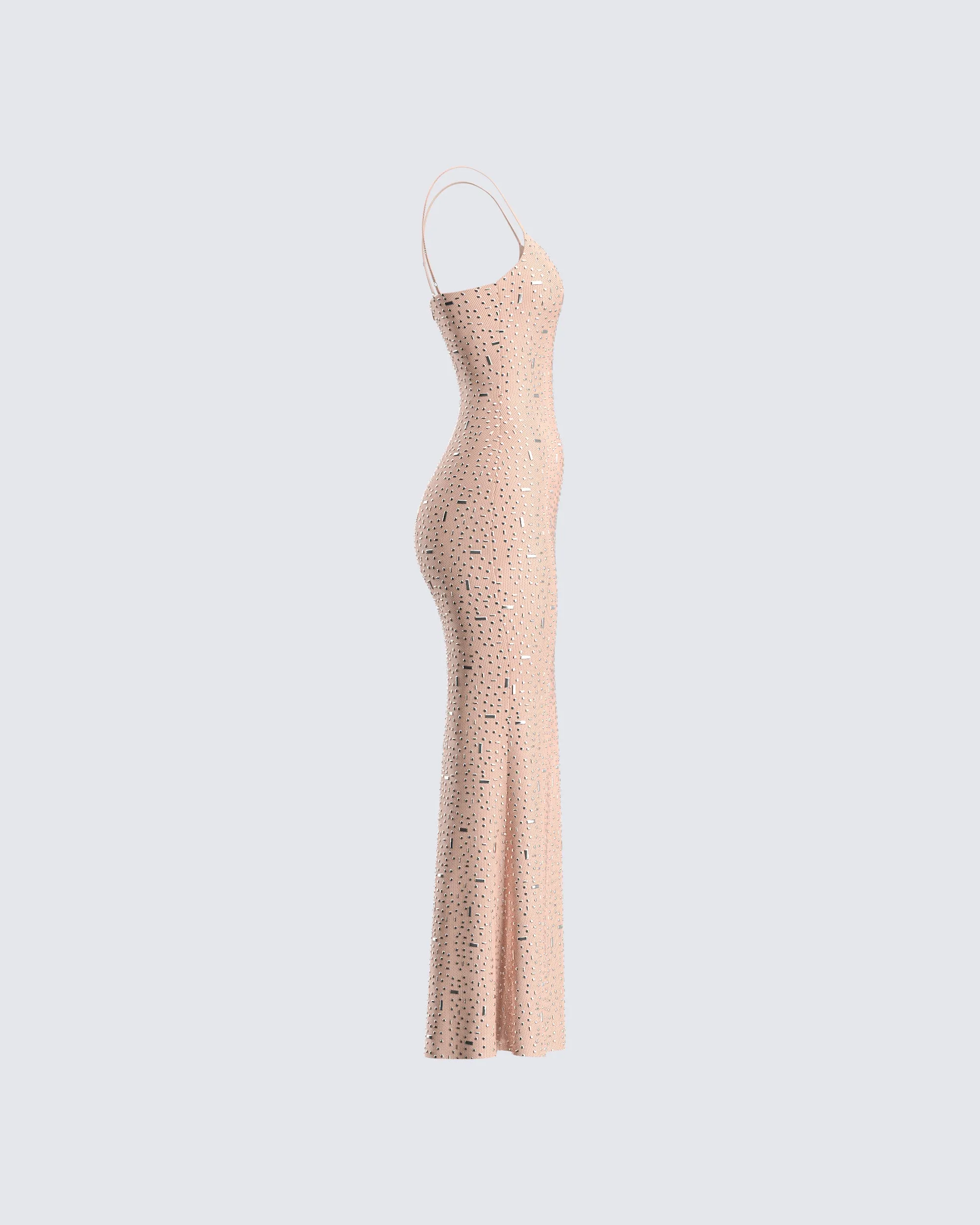 Lan Nude Rhinestone Maxi Dress sold by Finesse product image thumbnail 2