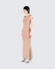 Lan Nude Rhinestone Maxi Dress sold by Finesse