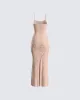 Lan Nude Rhinestone Maxi Dress sold by Finesse