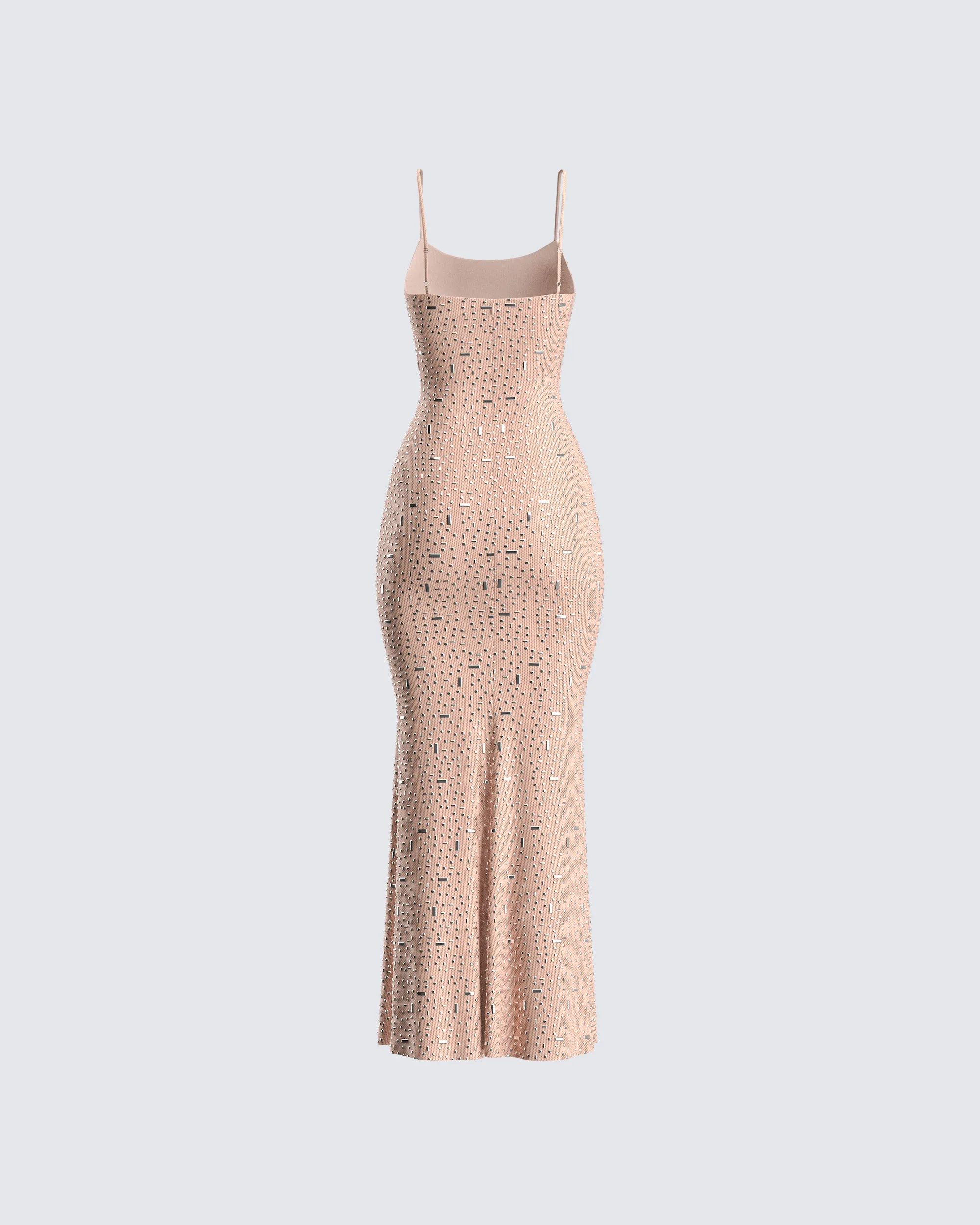 Lan Nude Rhinestone Maxi Dress sold by Finesse product image thumbnail 3