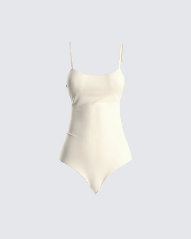 Regina Beige Knit Cami Bodysuit sold by Finesse