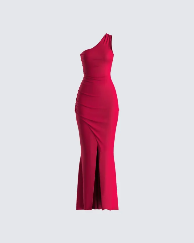 Prue Red Jersey One Shoulder Dress sold by Finesse