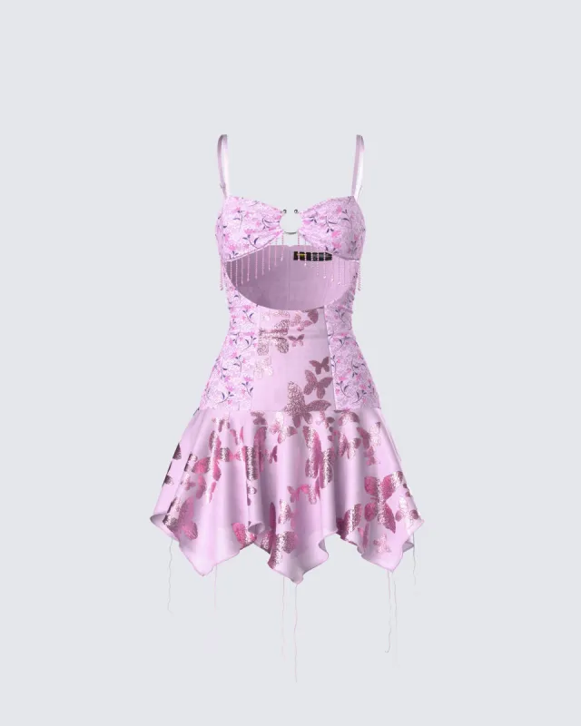Jaxie Pink Lace Sequin Micro Mini Dress sold by Finesse