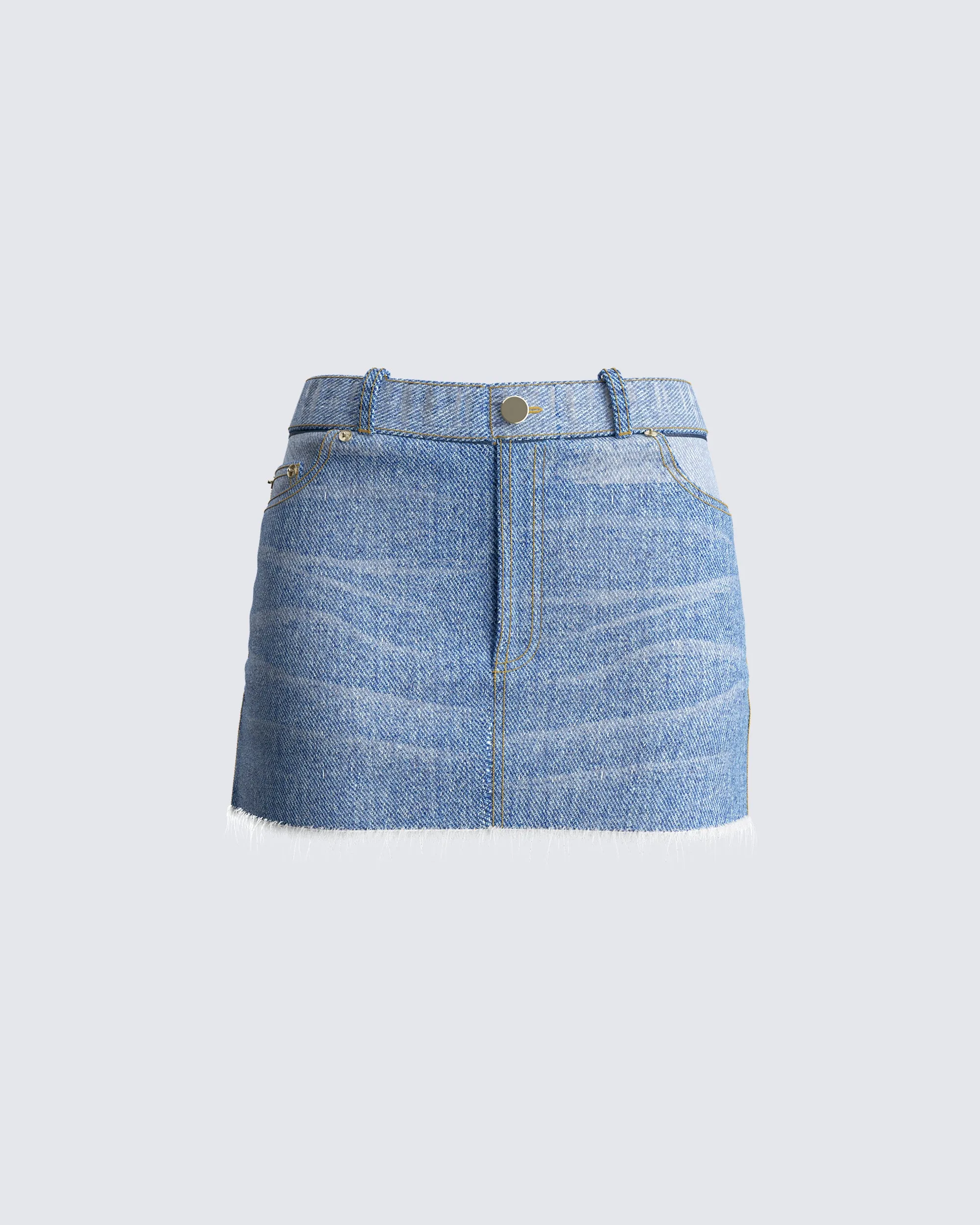 Inaya Blue Denim Mini Skirt sold by Finesse