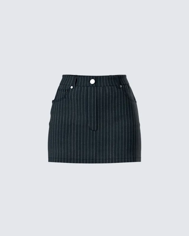 Jennifer Black Stripe Mini Skirt sold by Finesse