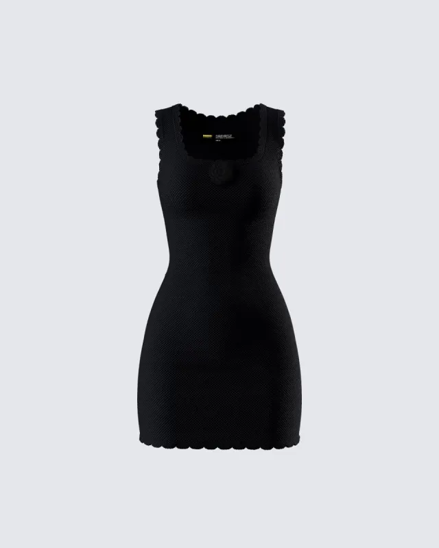 Evianna Black Rosette Mini Dress sold by Finesse