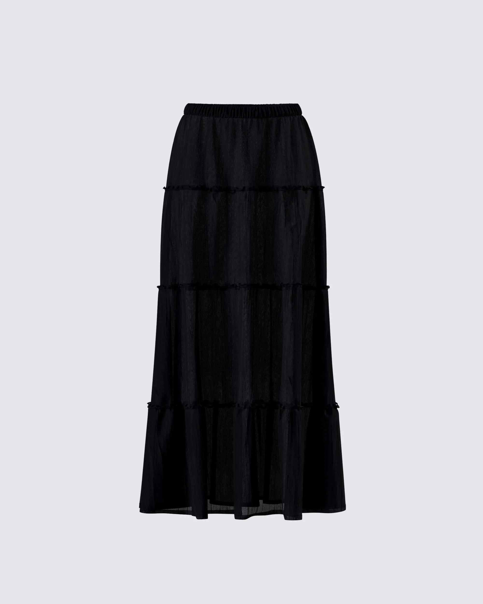 Cailin Black Tiered Maxi Skirt sold by Finesse