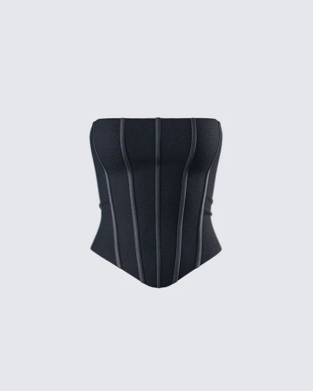 Tina Black Mesh Corset Top sold by Finesse