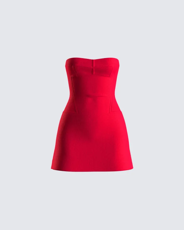 Farida Red Strapless Mini Dress sold by Finesse